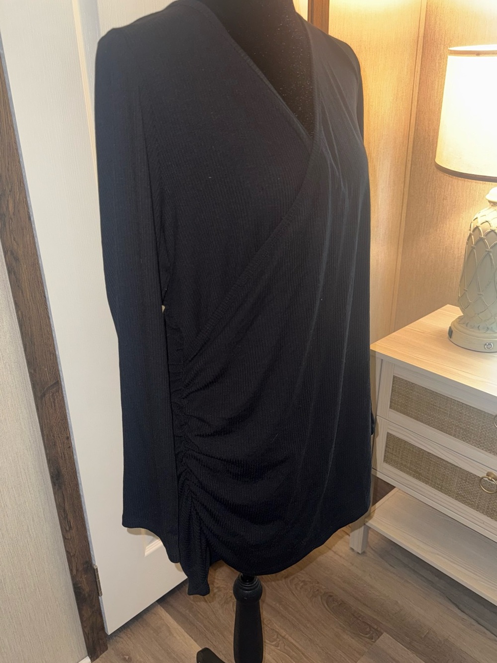 torrid Black Ribbed Surplice Long Sleeve Top NWT - Picture 3 of 5